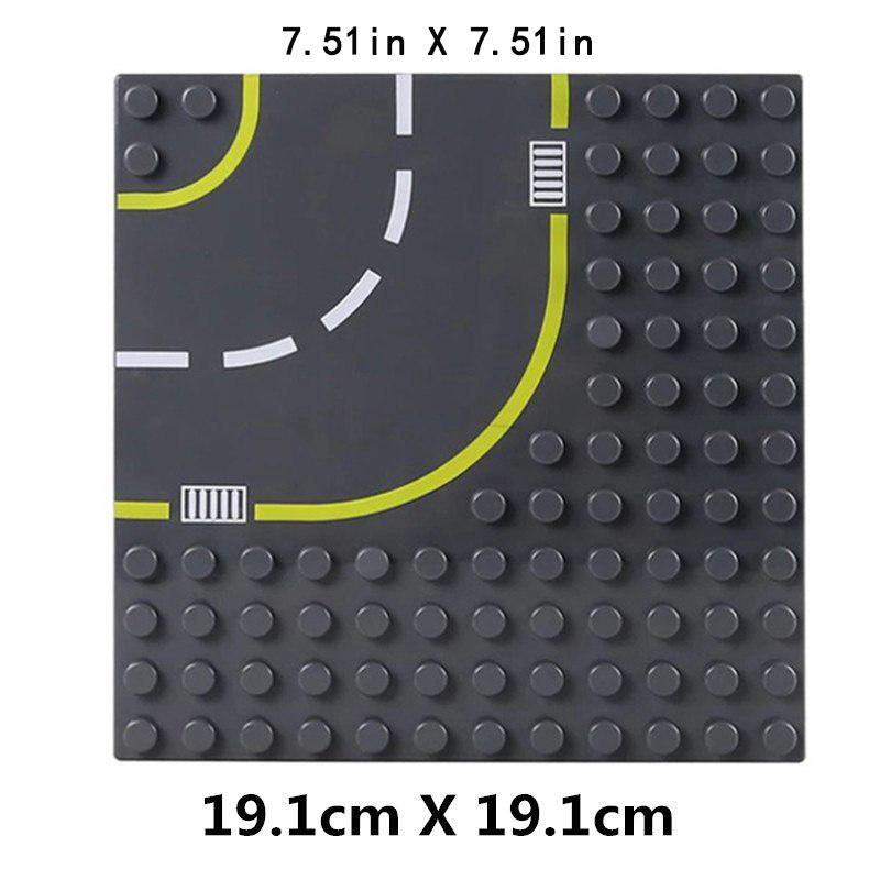 7.51in * Large Particles Dot City Road Street Baseplate Straight Curve Constructing Blocks Bricks Base Plate Children Toys