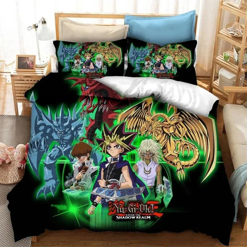 Anime Yu Gi Oh Duel Yugi Bedding Set Twin Queen Size Duvet Cover Pillowcase for Boys Girls Adult Fashion Home Textile