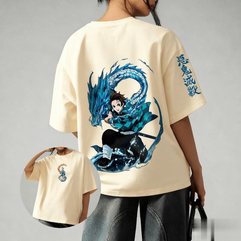 Fashion Y2K Demon Slayer Anime Super Large Mens SpringSummer New Product Casual Tshirt