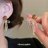 Tiger's Eye Stone Bow Pendant Earrings Complex Temperament Ancient Maillard Earrings Light Luxury Earrings Wholesale