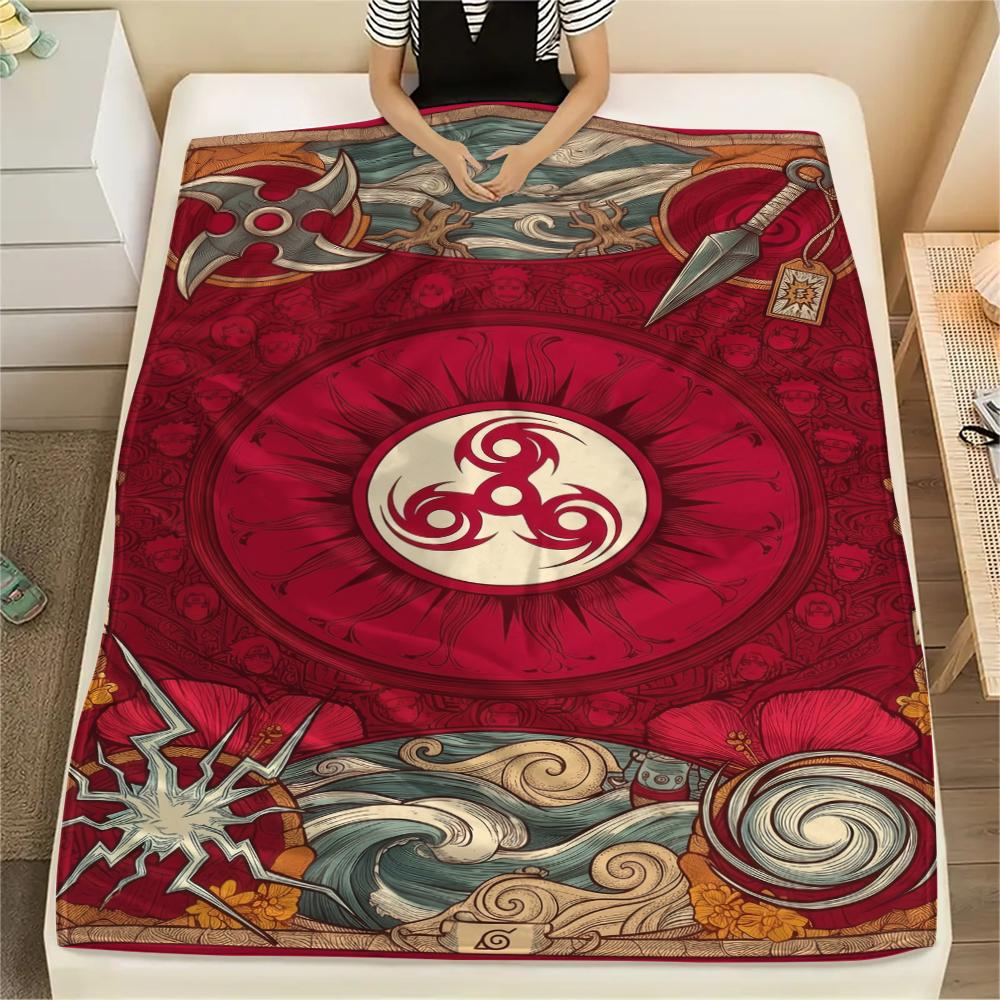 Naruto Character Print Flannel Blanket Comfortable Warm Throw for Home Sofa Bed Chair Travel Picnic Stylish Bedding -Xin
