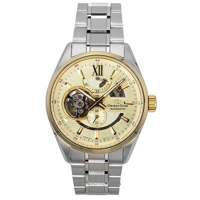 Star Contemporary Edelstahl Skelett Champagner Zifferblatt Automatik RE-AV0124G 100M Herrenuhr