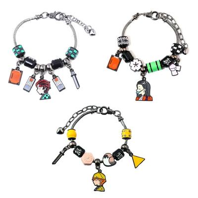 Anime Demon Slayer Kimetsu No Yaiba Armband DIY Perlen Cartoon Charakter Anhänger Hand Kleid Cosplay Requisiten Fan Geschenk Schmuck
