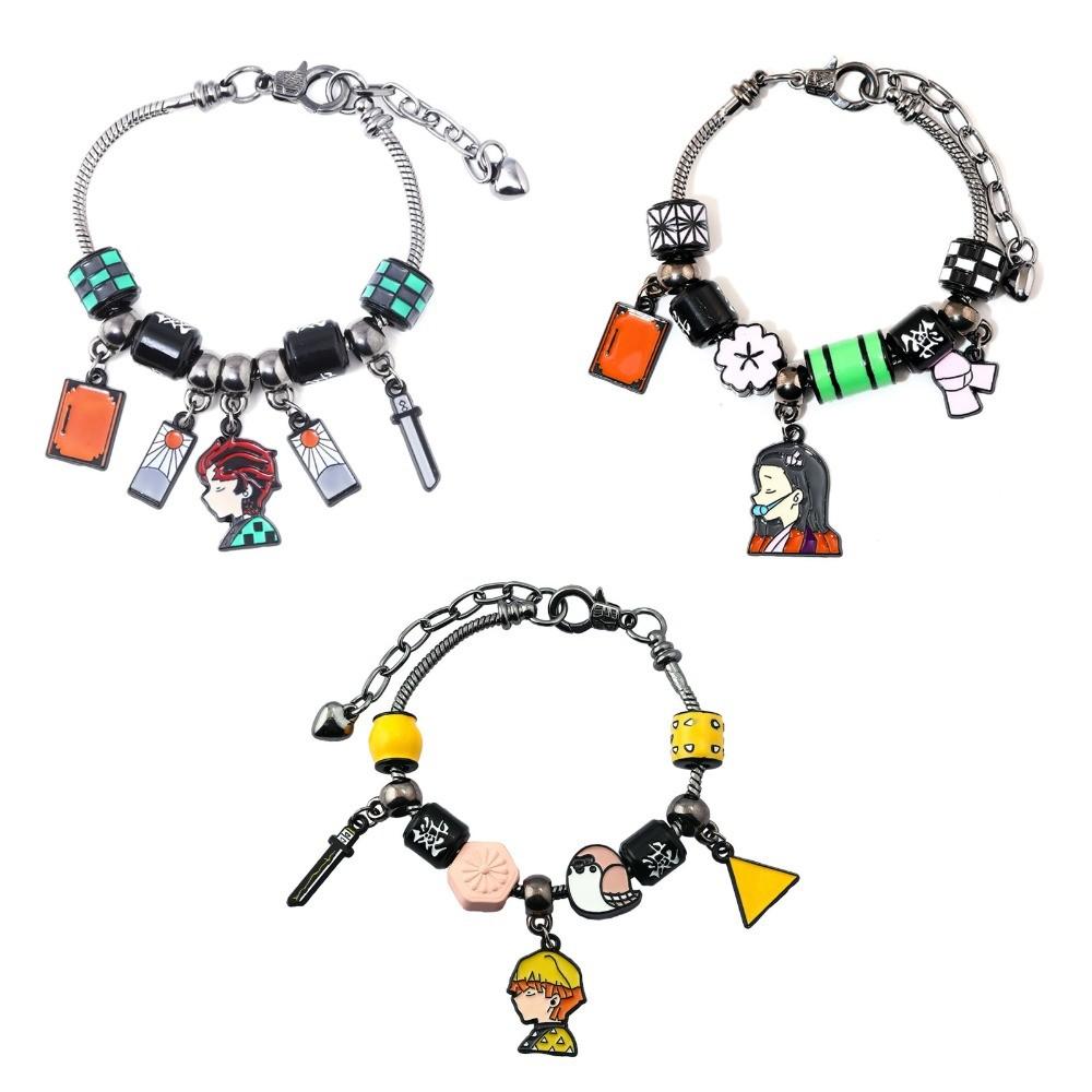 Anime Demon Slayer Kimetsu No Yaiba Bracelet DIY Beaded Cartoon Character Pendant Hand Dress Cosplay Props Fan Gift Jewelry