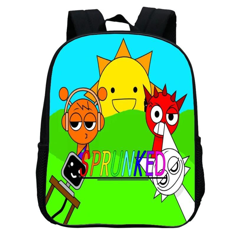 Printed Rhythm Box Kindergarten Bag, Cartoon Sprunki 12-Inch Backpack Lightweight Boys And Girls