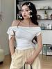 Women's Asymmetrical Off-the-Shoulder Solid Color Summer Top