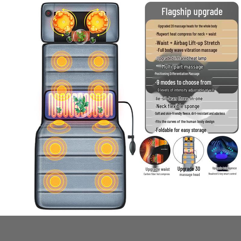 Portable Full-Body Massage Mat: Multi-Function Electric Massager for Cervical Spine and Waist with Kneading & Folding Features