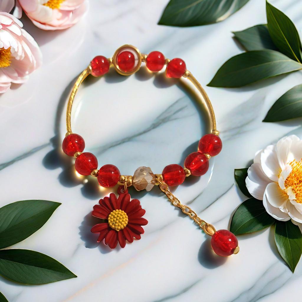 Crystal Daisy Burst Bracelet - Sweet Floral Design, Niche High-End Cross-Border Bestseller