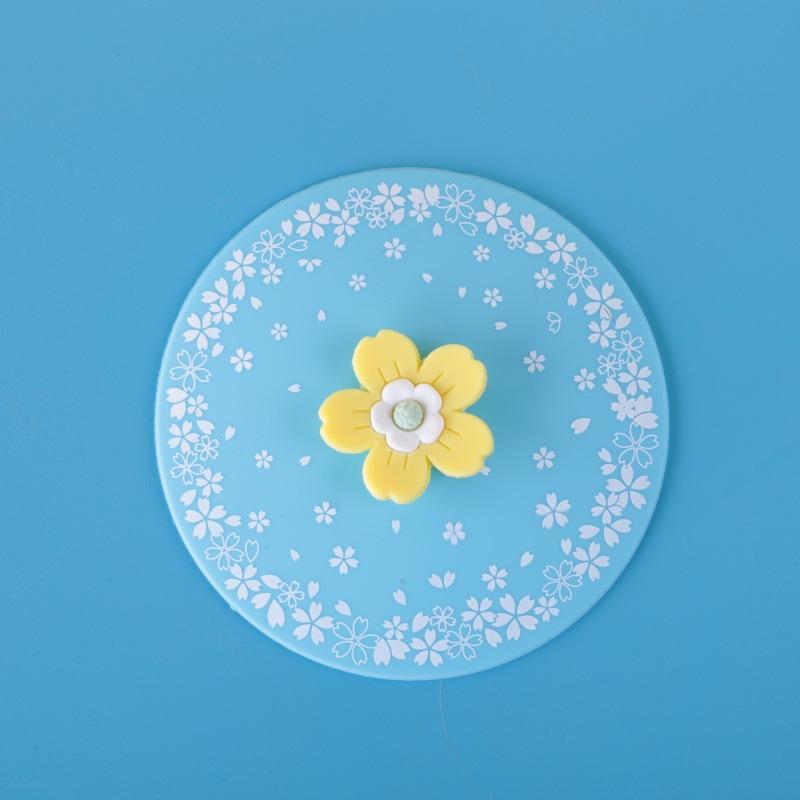 Кружка Силиконовая Крышка для Чашки Универсальная Крышка для Кружки для Завтрака Пищевая Крышка Милый Мультяшный Дизайн 110mm светло-синий