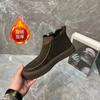 Men's shoes autumn and winter new cotton shoes pure leather one foot casual frosted leather shoes round toe fashion