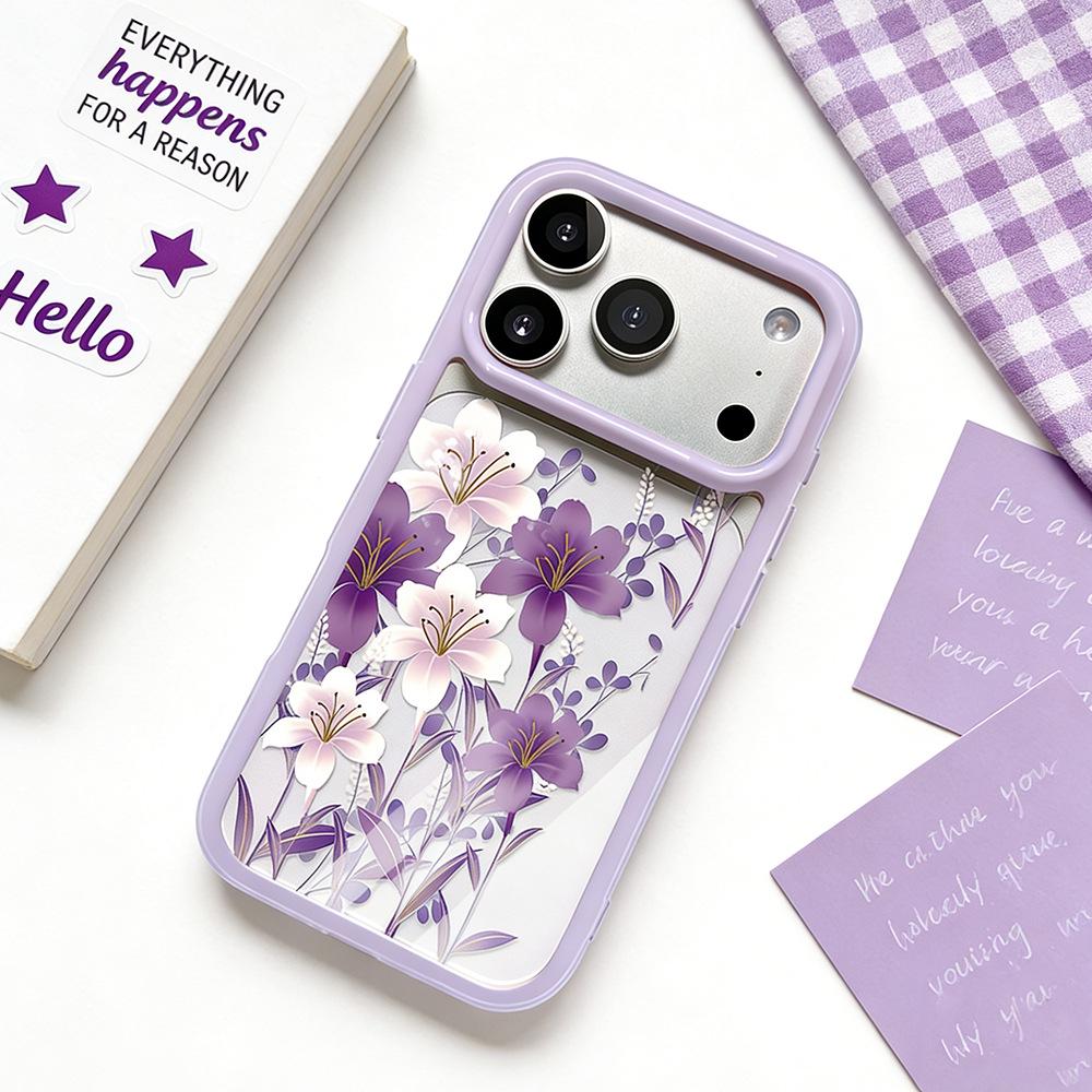 

Purple Garden Drop-Proof Transparent Protective Case for Apple iPhone 16/15/17 Pro Max iPhone 15 Pro Max