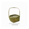 Woven Bamboo Basket Handmade Shallow Carrying Arched Handle Round Wicker Tray for Gift