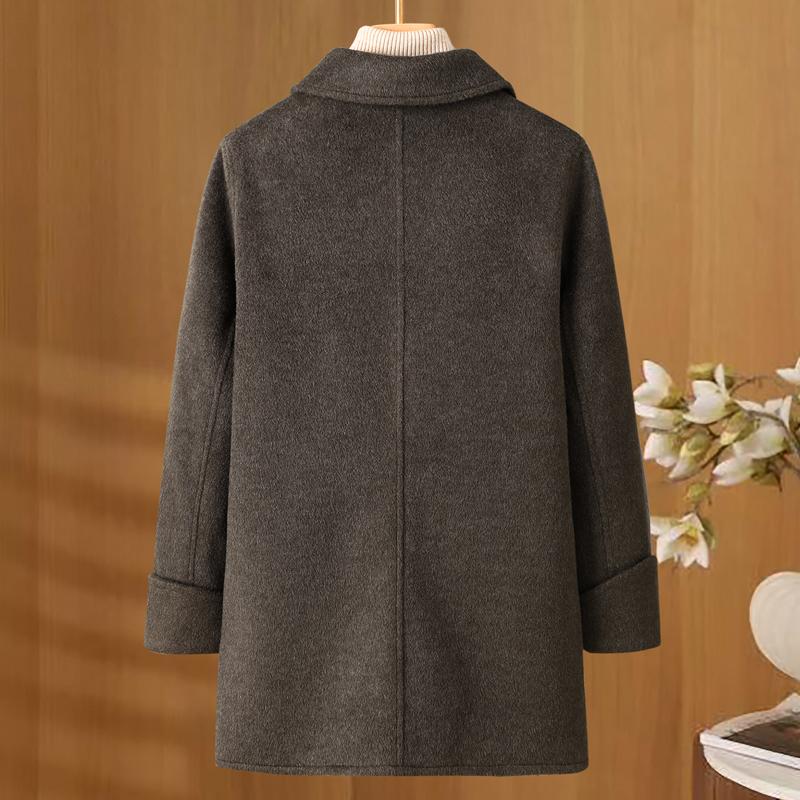 Middle Age Women's Wool Coats and Mixtures Plus Size Autumn Outerwears Elegant Loose Lady Jackets