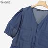 ZANZEA Women Lace Patchwork Short Sleeve Blouse and Shorts Summer Two Piece Suit Sets