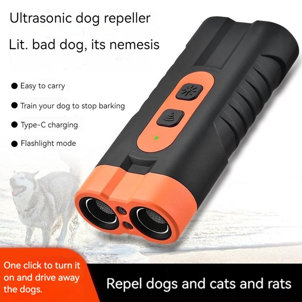 Ultrasonic Dog Repeller Rechargeable Dog Bark Deterrent Device with LED Flashlight Dog Training Device Dog Trainer Safe for Dogs