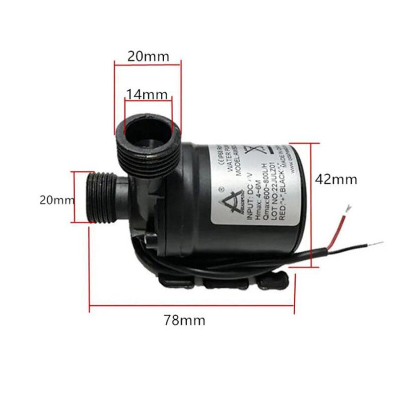 DC 12V 24V High Voltage Ultra-quiet Solar Water Pump Lift 5M 800L/H Brushless Motor Submersible 2pin Wire Circulating Connector