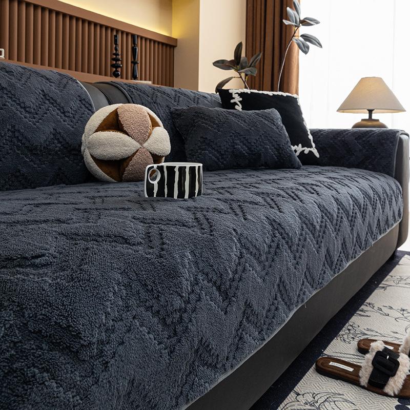 Shu Cotton Lint Sofa Cushion Cross-Border Special For Autumn And Winter, Thickened Seat Cushion, Non-Slip And Dirt-Resistant Plush Sofa Cover Cover