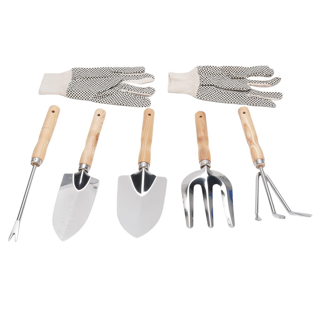Garden Tool Set, Stainless Steel Shovel, Trowel,   Pull , Fork Rake with Gloves, Garden Tools for Garden, Patio, Farm