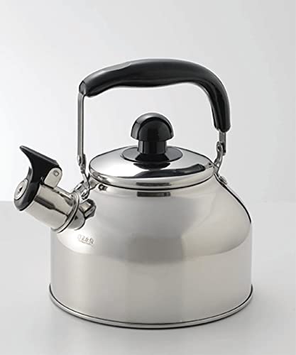 Kakusee Nilworka NW-07 Silberne Pfeifkessel, 2,7L Fassungsvermögen, Edelstahl, Hohe Wärme-Effizienz, Stabil, Weitboden-Design, Leicht zu Reinigen, Induc