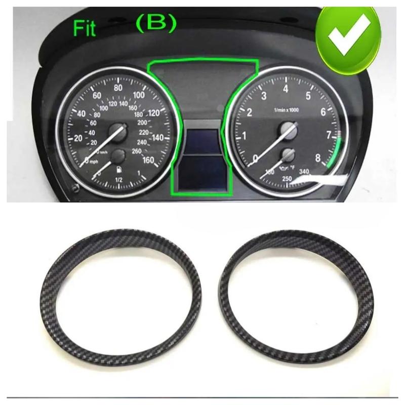 Carbon Fiber Style Speedometer Gauge Dial Rings Bezel Trim For BMW E90 E91 E92 E93 M3