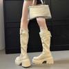 Belt Buckle Thick Heel Thick Sole Fashion Boots Women's 2025 New British Style Fashion Temperament Autumn and Winter Knight Boots Long Boots