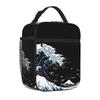 Great Wave Off Kanagawa Insulated Lunch Bag Portable Waterproof Thermal Cooler Oxford Lunch Bag for Work School Food Bento Box
