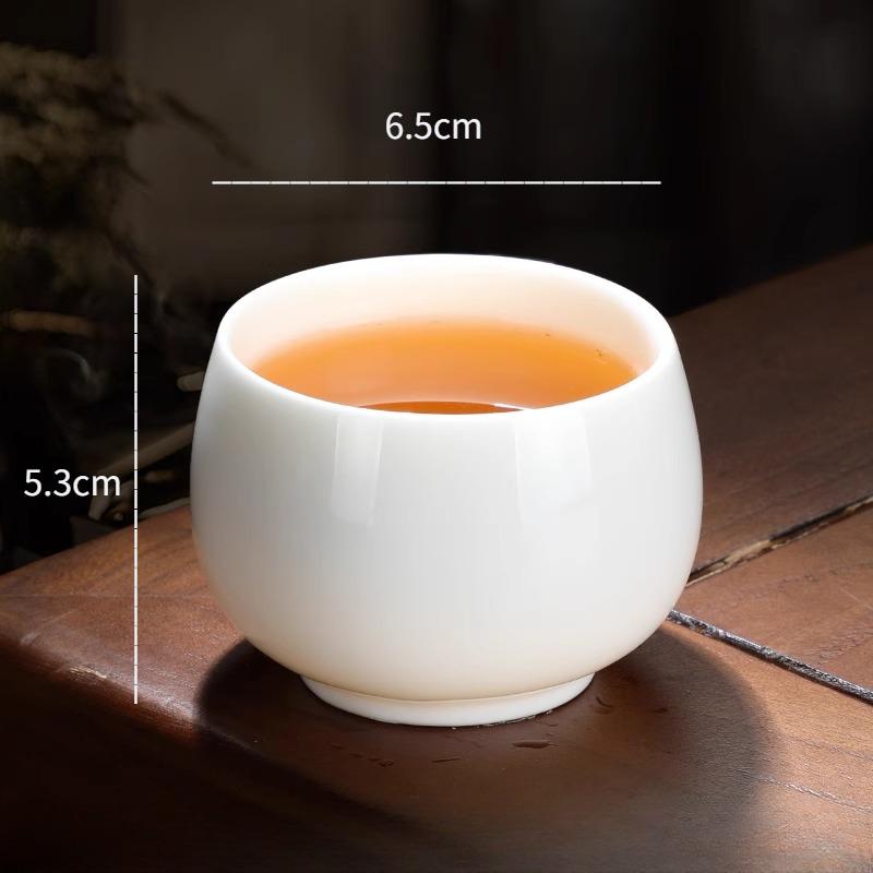 

Sheep Fat Jade White Porcelain Master Cup Chinese Style Single Master Tea Cup Household Ceramic Tea Cup Drinking Utensils 6.5x5.3cm 140ml