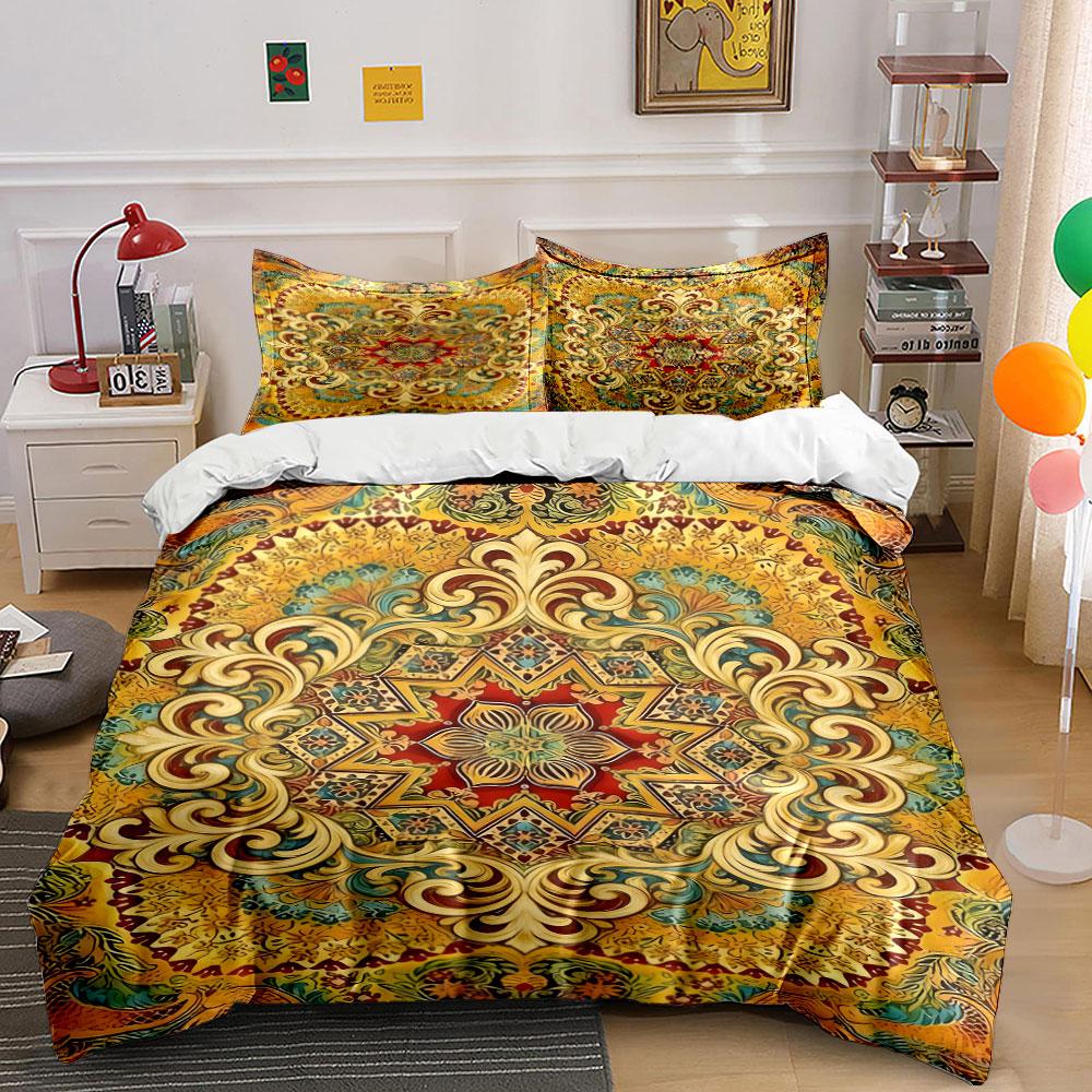 Ornate floral mandala design. Bedding sets Duvet cover sets Duvet covers Pillowcases(1* Duvet Cover 2* Pillowcases without duvet insert) 135x200cm