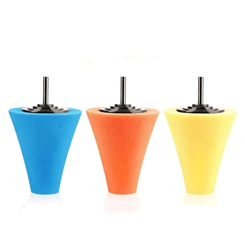 Car Polishing Pad Buffing Foam Sponge Pad Cone Polisher Buffer Pad Automotive Waxing for Car Wheel Headlight Polishing