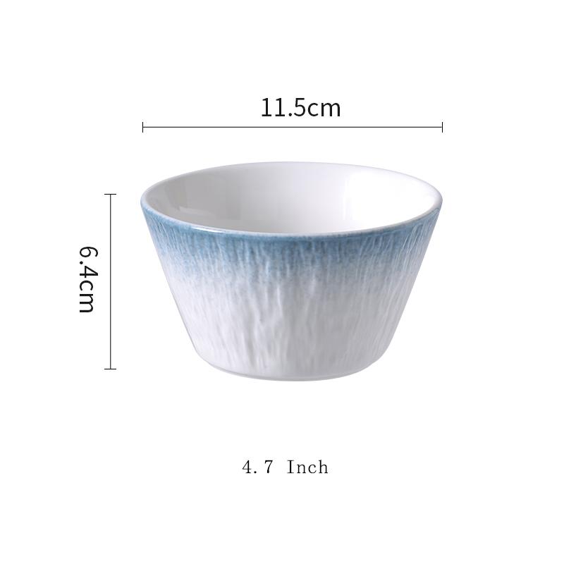 Household Ceramic Rice Bowls 4.7 Inch Stone Pattern Underglaze Colour Simple Dining Tableware Japanese New Creative Solid Bowl