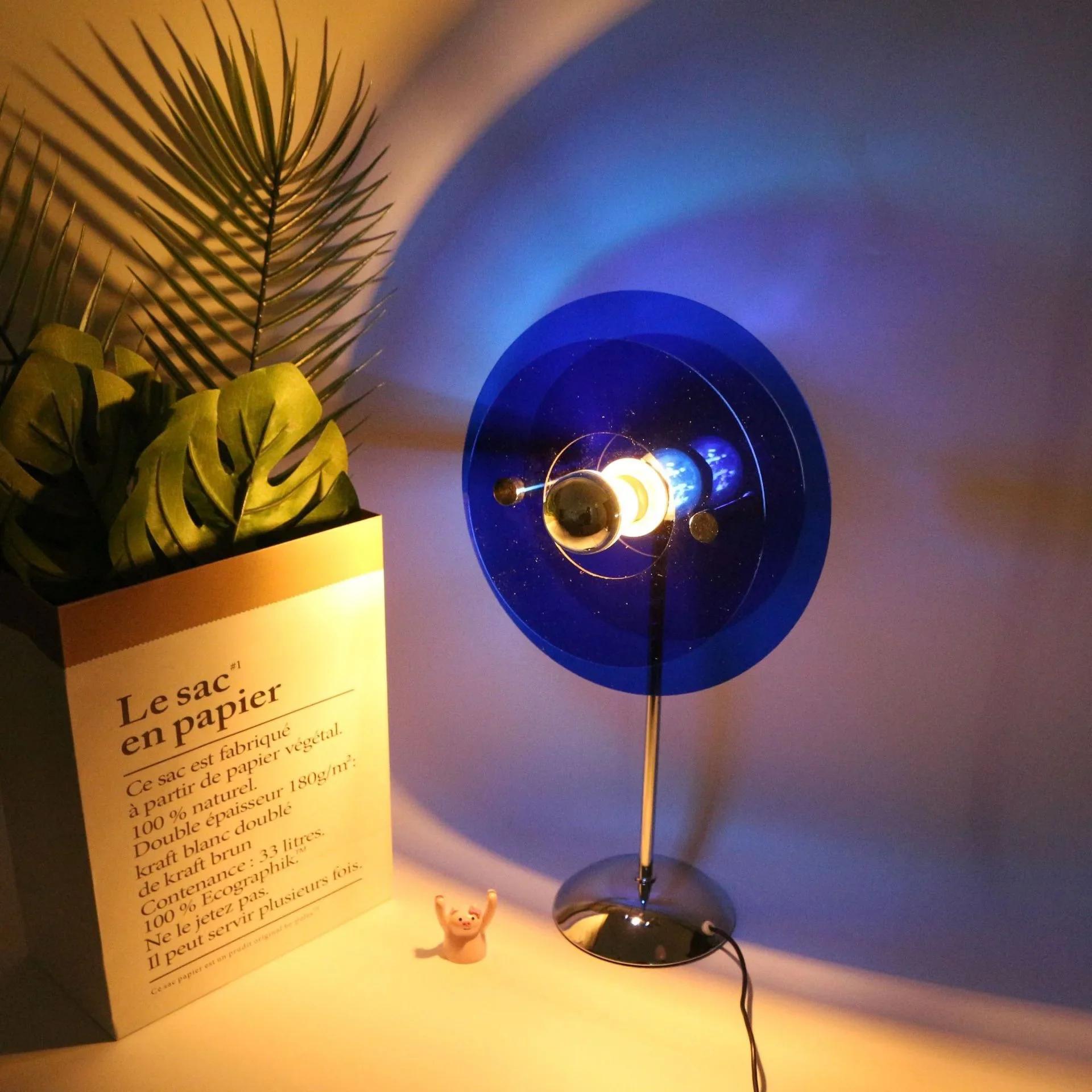 

Sunset Table Lamp Projection Wedding Decorative Piece Night Light Diy Photography Atmosphere Lighting Usb Plug In Bedroom Space Bedside Lamp USB Plug синий