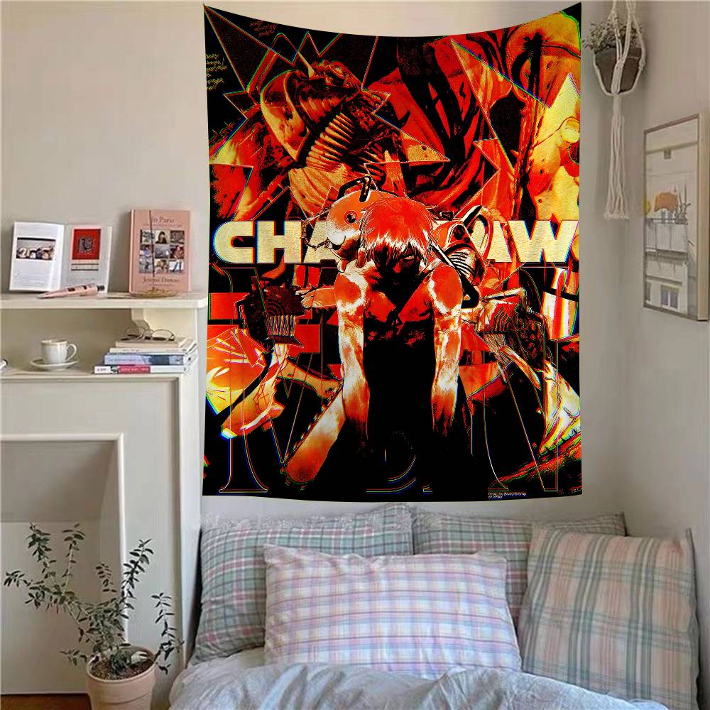 Anime CChainsaw Man Tapestry Art Printing Japanese Wall Tapestry Anime Wall Hanging Home Decor