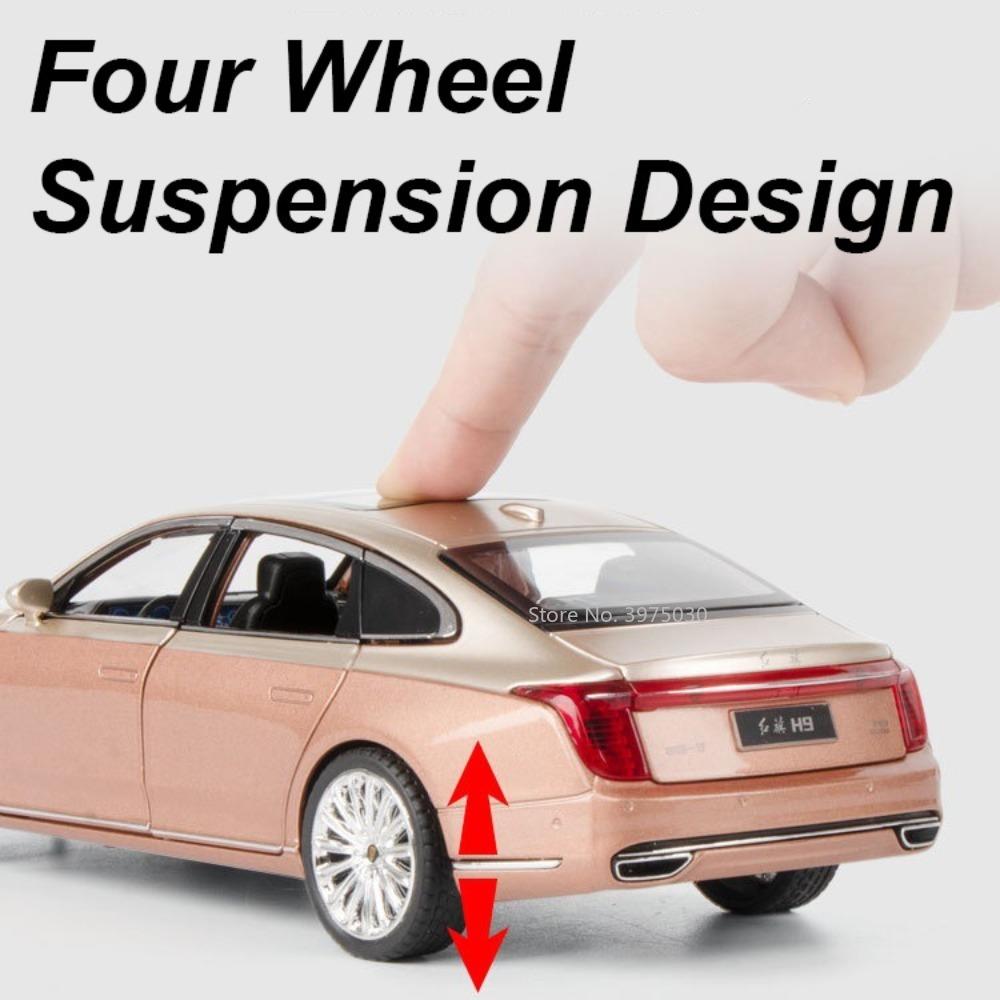 1:24 Hong Qi H9 Cars Toys Miniature Models Alloy Diecast 6 Doors Opened Pull Back Parade Vehicles for Adult Collectible Gifts