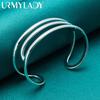 925 Sterling Silver Three Curve Bangles Bracelet For Women Fashion Wedding Engagement Charm Jewelry