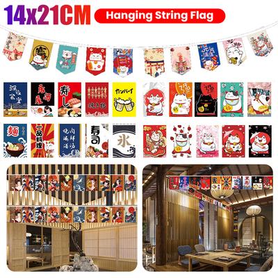 Japonská šňůra s vlaječkami Sushi restaurace Kočka štěstí Girlanda Banners Izakaya Domov Šťastné narozeniny Halloween Svatba Dekorace