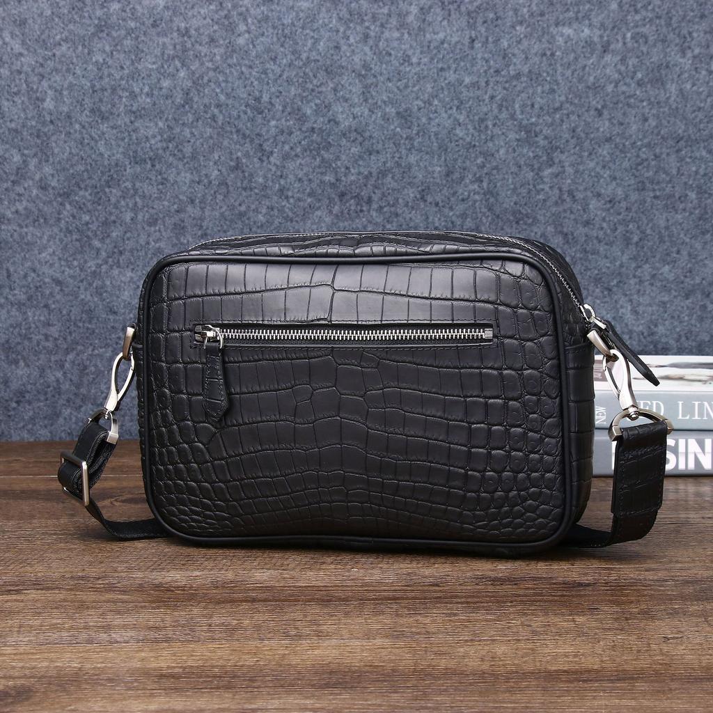 Matte Crocodile Belly Pattern Men's Single-shoulder Crossbody Bag, Fashionable Matte Men's Bag, Outdoor Casual Backpack