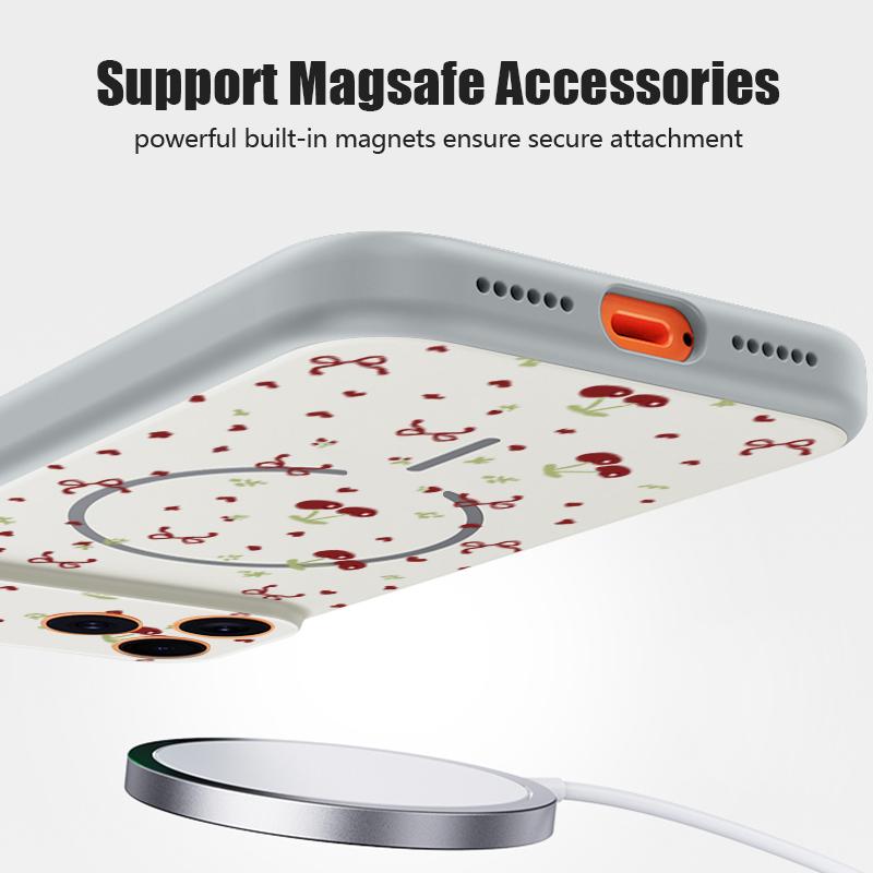 Watermelon Cherry Fruits Pattern Case For iPhone 17 Pro Max Magnetic For Magsafe Hybrid Slim Matte Cover For iPhone 16 15 14 13 Pro Max