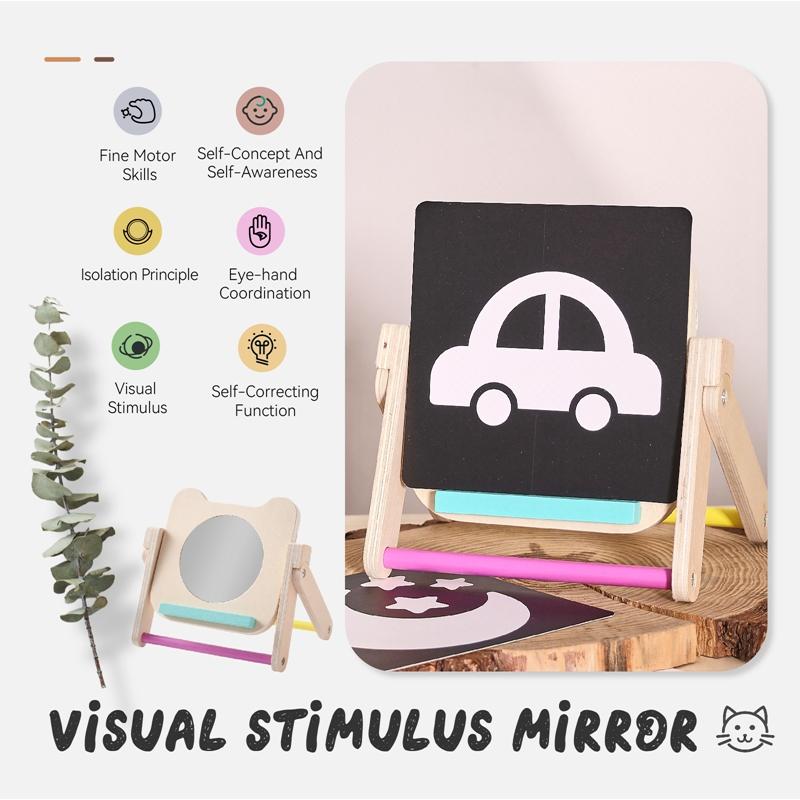 Baby Montessori Mirror Puzzle Busy Board Wooden Toys Children Early Educational Sensory Toy For Toddler Preschool Teaching Aids