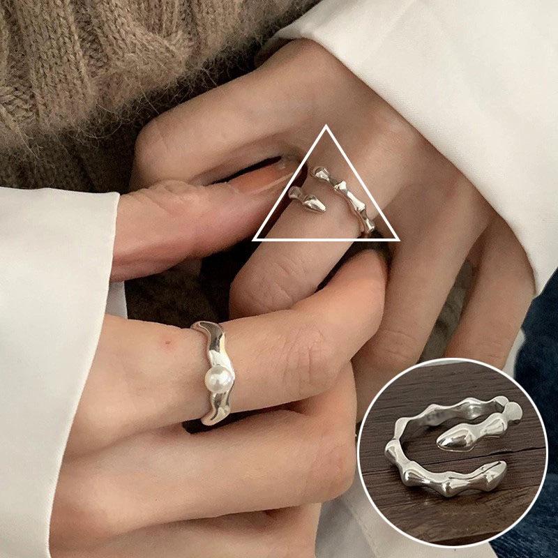 Korean 3D Heart Ring: Women's Retro Wide Band, Fashionable English Letter Open Finger Ring, Hip-Hop Style Index Finger Ring.