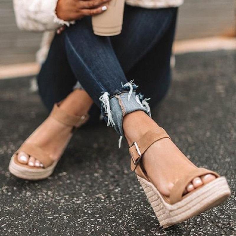Summer Ladies Shoes Platform Sandals Women Comfortable Wedges High Heels Pumps Sandalia Espadrilles Female Summer Plus Size 43