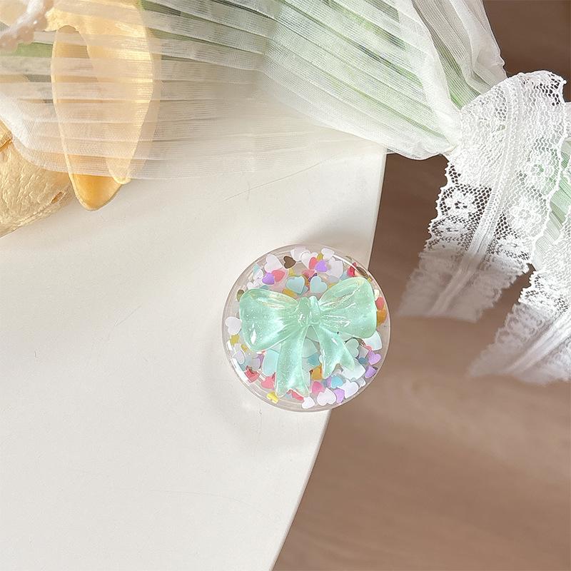 Colorful Heart Bow Phone Holder - Pearl Magnetic Women s Ring Stand