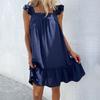 Casual Holiday Backless Beach Dress Summer Square Neck Ruffle Short Navy Dress 2023 Loose Strapless Sexy Dresses Vestidos 26010