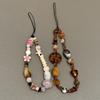Boho Beaded Phone Charm Handmade Retro Bracelet Strap with Shell and Flower Beads Aesthetic Phone Lanyard for Women