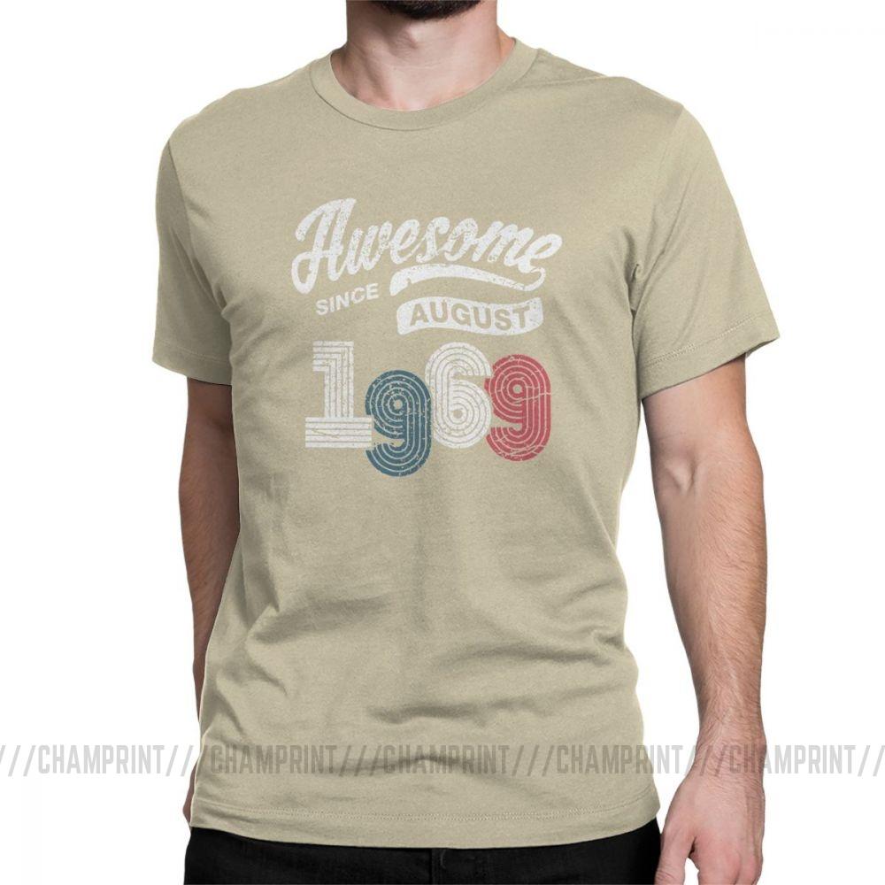 Awesome Since August 1969 T Shirt Vintage 50 Years Old 50Th Birthday Present Men S Cotton