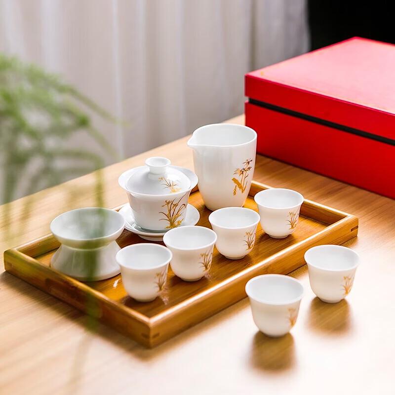 National Tide White Porcelain Gaiwan Gongfu Tea Set
