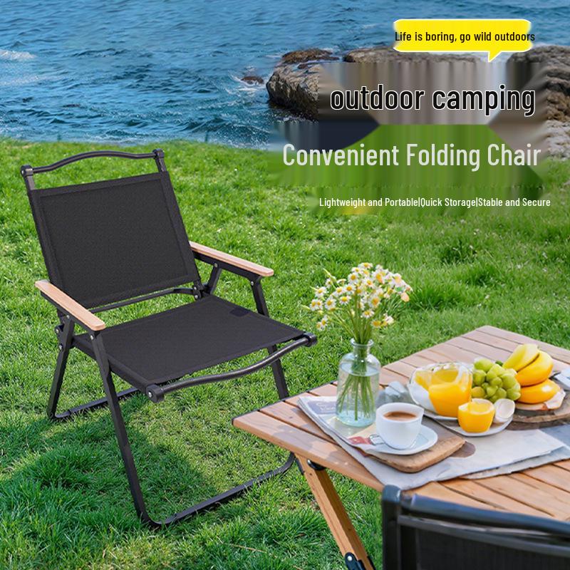 Portable Folding Outdoor Picnic & Camping Chair with Fishing Stool