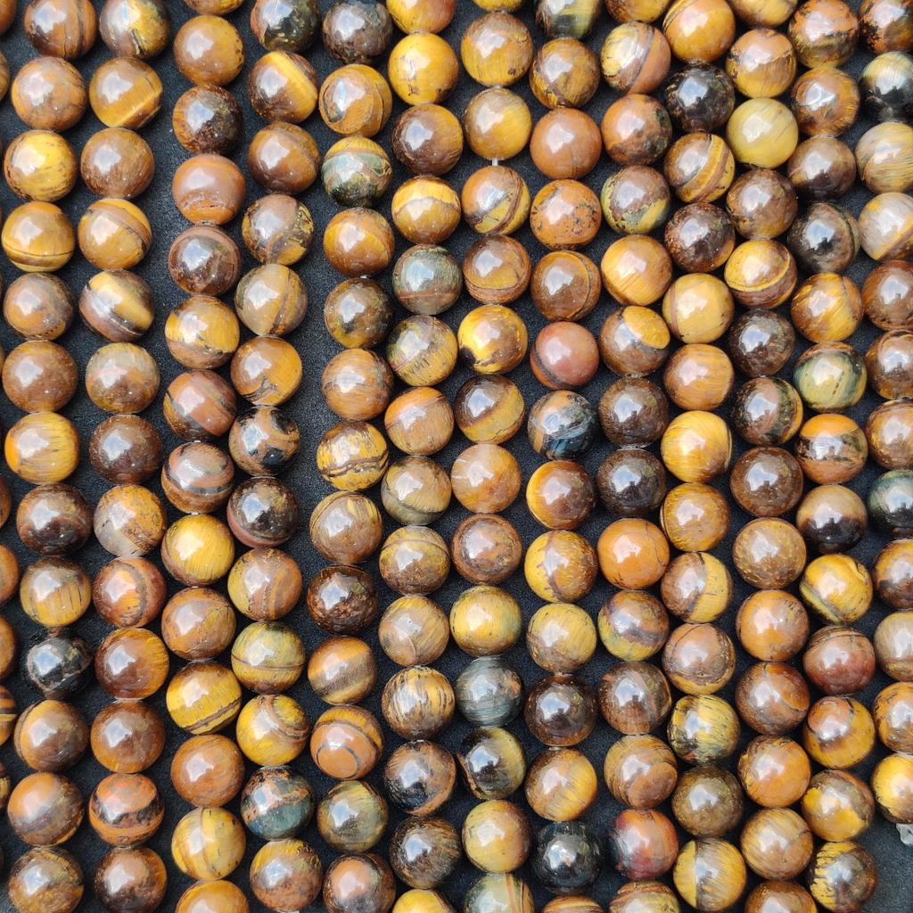 Natürliche, goldene Tigerauge-Runde Perlen, lose Edelsteinperlen zum Selbermachen, für Armband- und Halsketten, Größe 6 mm, 8 mm, 10 mm.