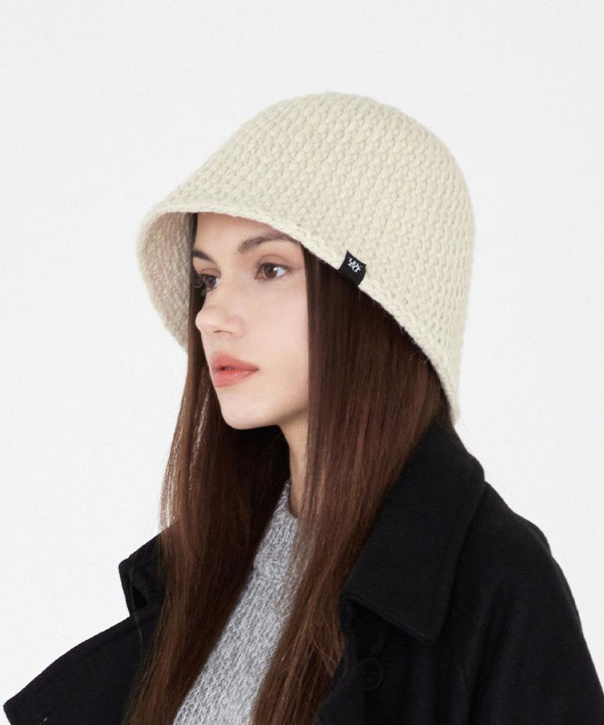 ULUK Lucida Black Label Winter Grid Knitting Bucket Hat_Ivory