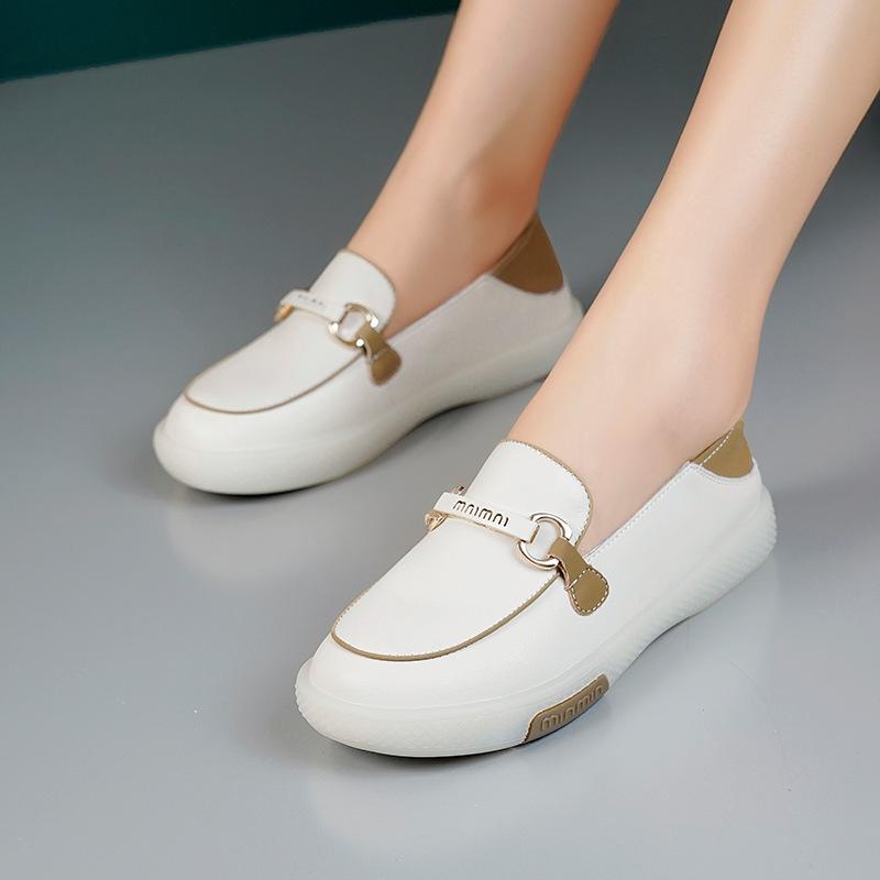 

Женская обувь на одну ногу Новые весенне-осенние белые туфли Мягкая подошва Лоферы с мелким вырезом Подошва из говяжьей жилы Легкие одинарные туфли для женщин 40