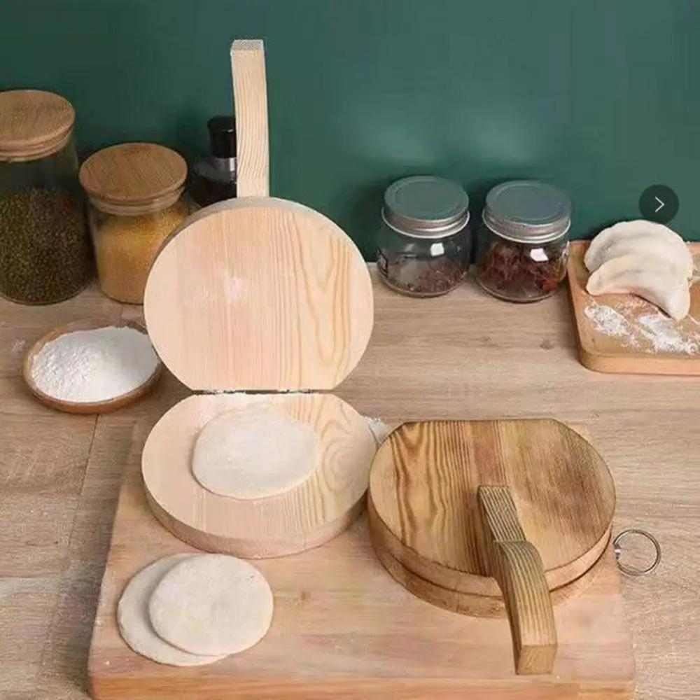 Round Dumpling Wrapper Maker Manual Bun Skin Press Mold Wooden Dumpling Skin Presser Ravioli